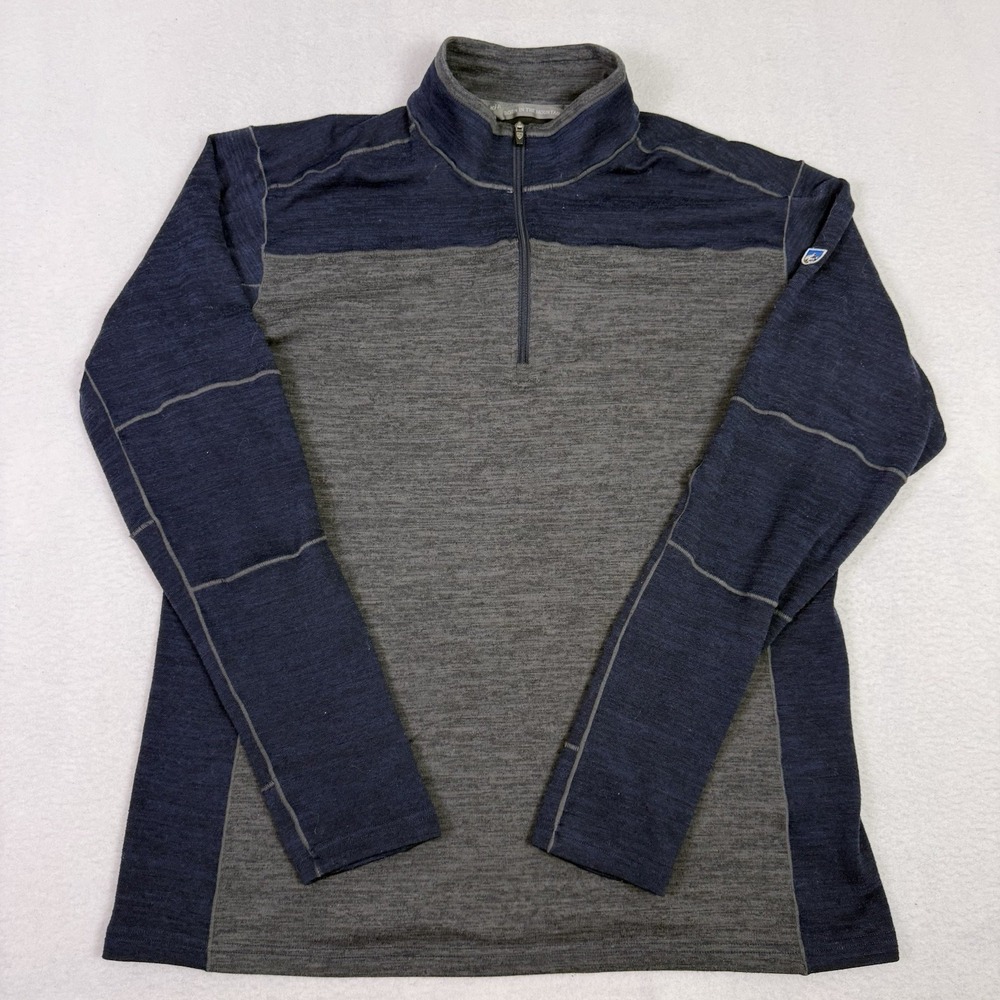 KUHL Ryzer 1/4 Zip Pullover Men's L Blue Gray Outdoor Hiking Sweater Style 3112